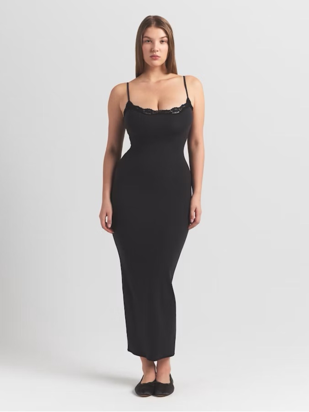 NWT Skims fits everybody long lace slip dress size large in onyx